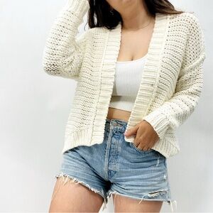 Anthropologie Moth XS Cream Open Front Cardigan